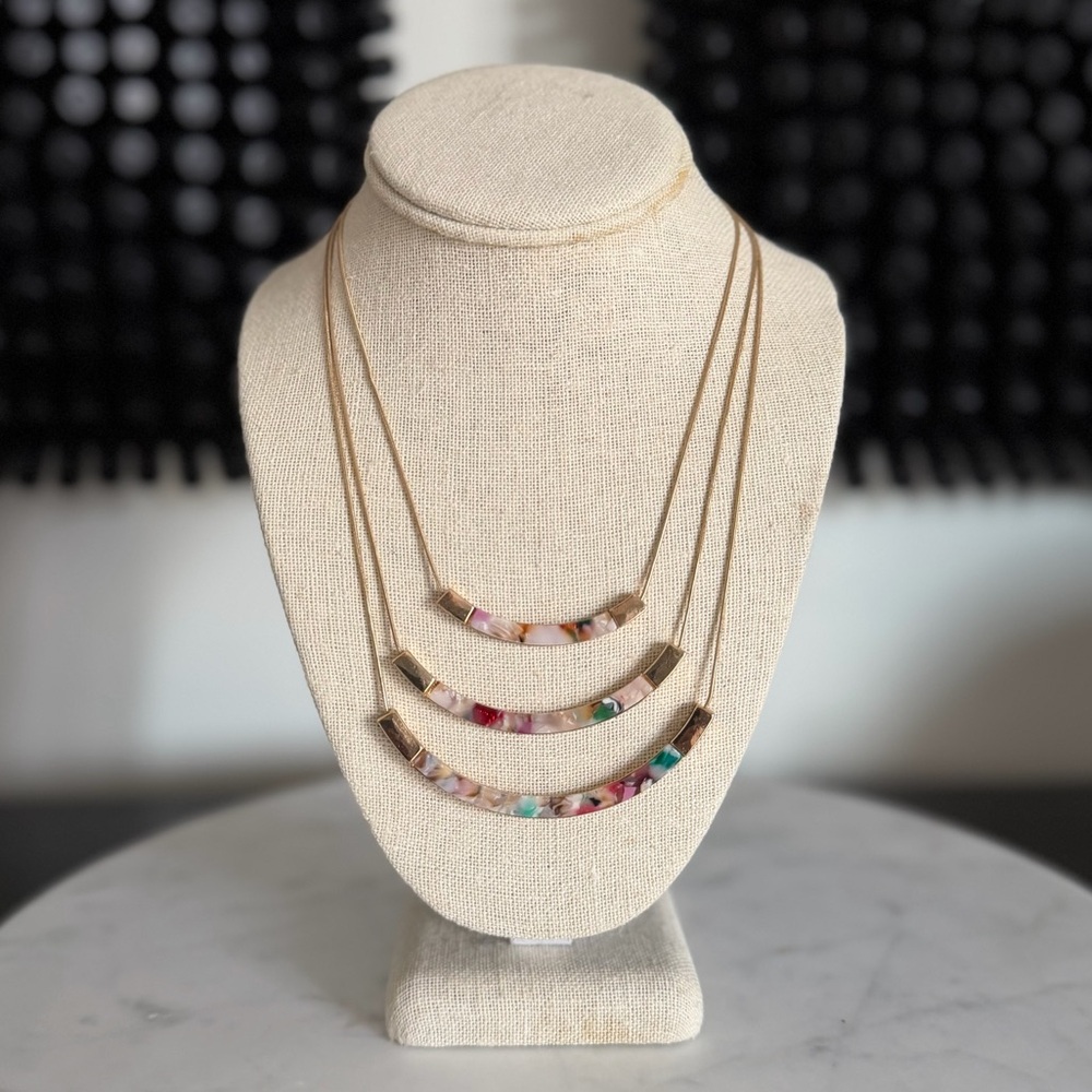 Ann Taylor Multicolor Resin Bar Necklace